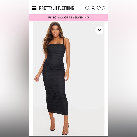 PRETTYLITTLETHING // BNWT Ruched mesh midi/maxi dress - Picture 2 of 6
